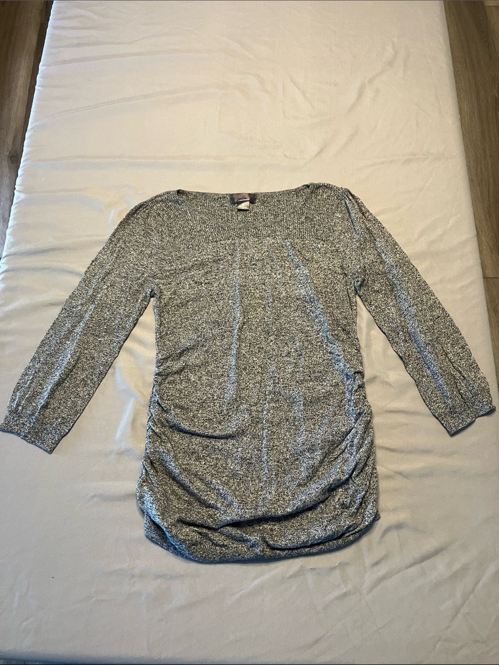 Oh Baby by Motherhood Gray Marled Ruched-Side Scoop Neck Maternity Tunic